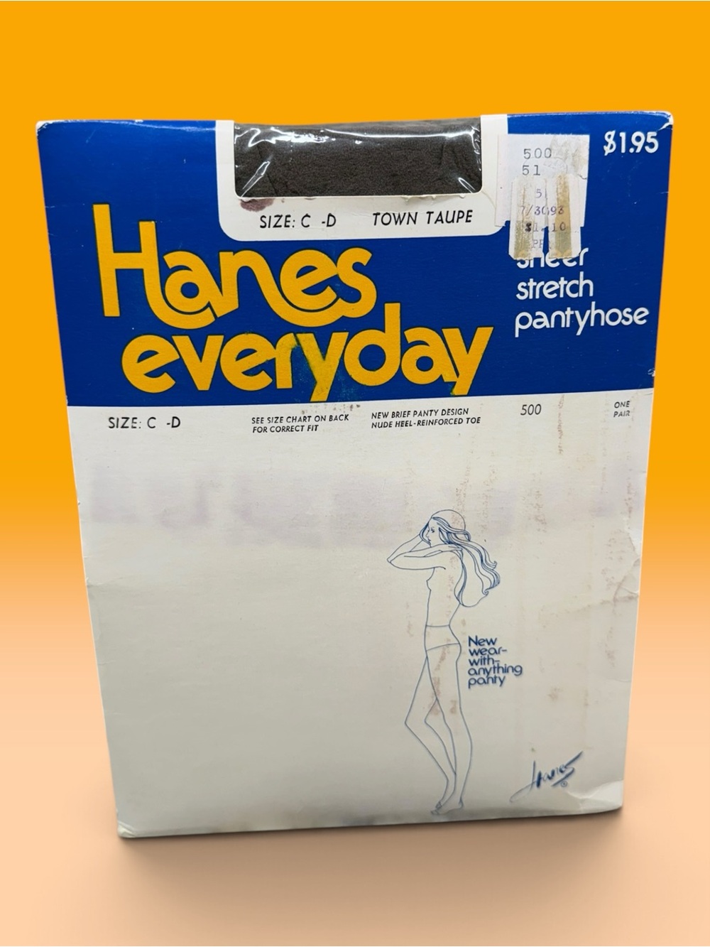 Vtg Hanes Everyday Day Sheer Stretch Stretch Pantyhose Size C-D Town Taupe 500